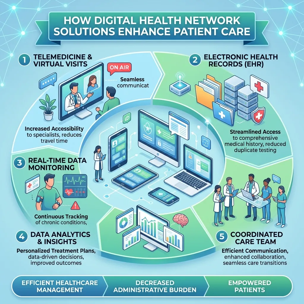 How do digital health network solutions improve patient care