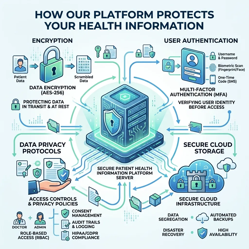 How does a patient health information network platform protect data