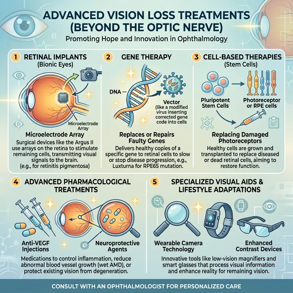 What vision loss treatment options exist beyond the nerve itself
